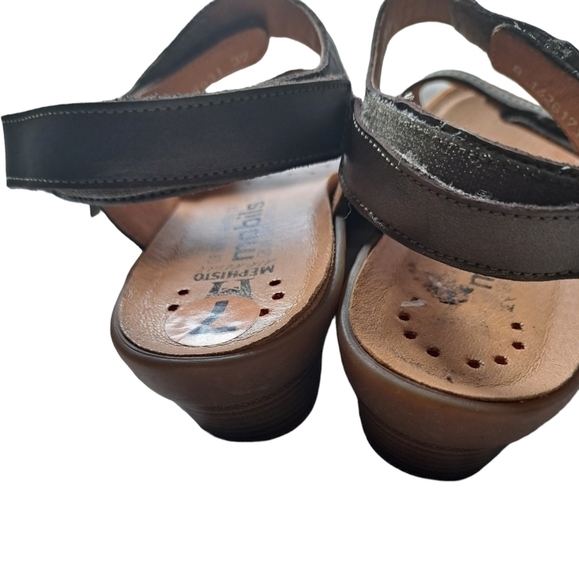 MEPHISTO MOBILS Air relax bronze leather sandals block heel strappy Made France - Picture 6 of 16